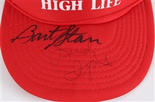 1990-91 Multi Signed Miller High Life Cap w/ Bart Starr, Lindy Infante, Barry Alvarez, Del Harris, Bob Harlan & Pat Richter (JSA)