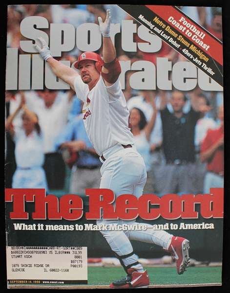 1998 Mark McGwire St Louis Cardinals "The Record" Sports Illustrated 