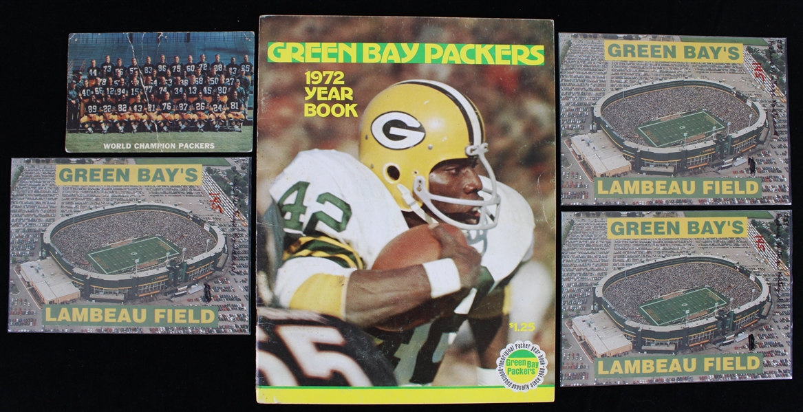 1960s-70s Green Bay Packers Yearbook and Postcards (Lot of 5)