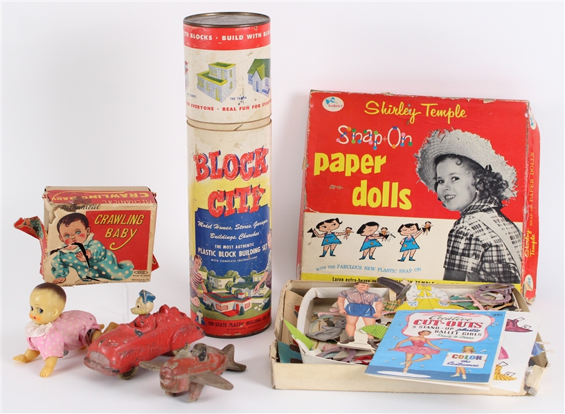 1930s-50s Toy Collection w/ Disneys Donald Duck Rubber Toy Car & more (Lot of 5)
