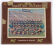 1961 Rahrs Beer Advertising Green Bay Packers 15"x18" Team Sign
