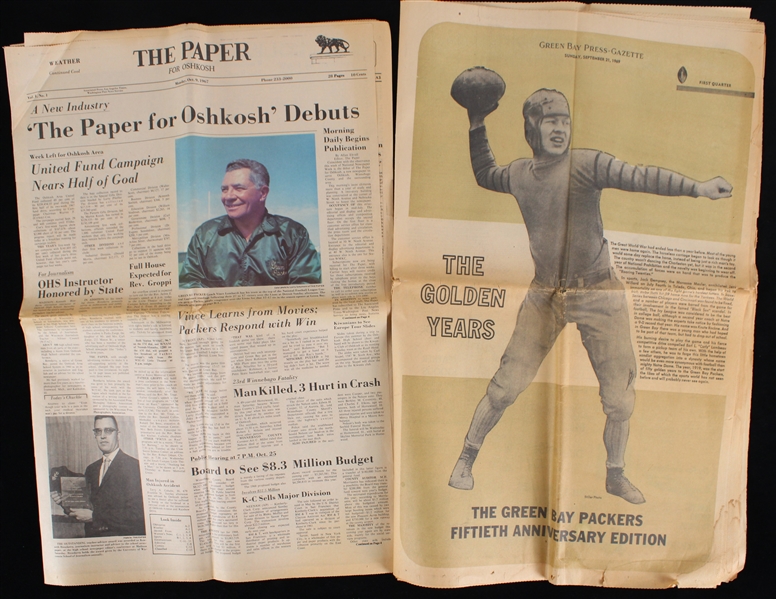 1967 Vince Lombardi Green Bay Packers The Paper for Oshkosh 