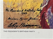 1989 LeRoy Neiman Signed President's Birthday Party 30x42 Framed Print (JSA) 