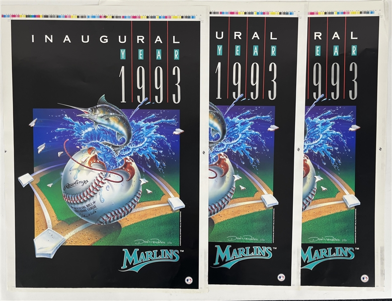 1993 Miami Marlins Inaugural Year 20"x28" Posters (Lot of 3)