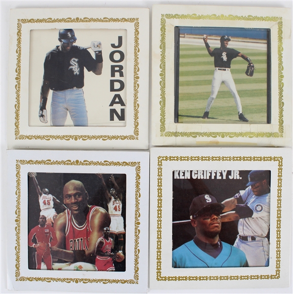 1990s Michael Jordan & Ken Griffey Jr 8"x8" Display Photos (Lot of 4)