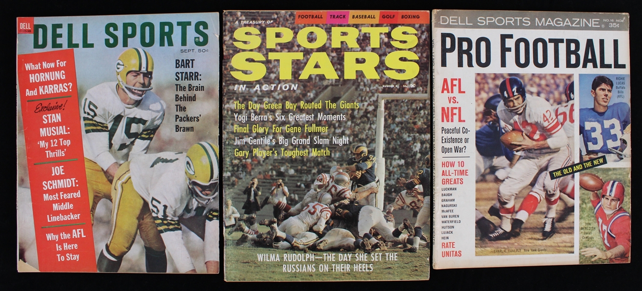 1960s Football Magazines Featuring Bart Starr and more (Bud Lea Collection)(Lot of 3)