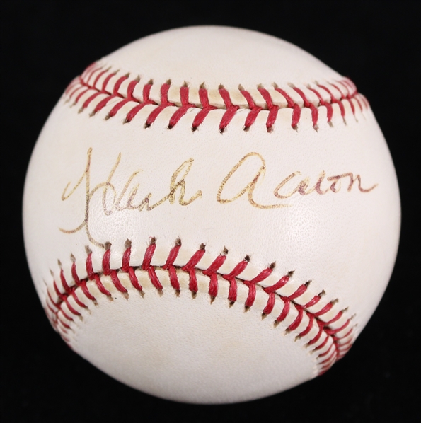 2000-14 Hank Aaron Milwaukee Braves Signed Selig Baseball (Bud Lea Collection) *JSA Full Letter* 
