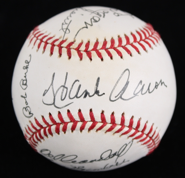 2000-14 Hank Aaron, Andy Pafko Milwaukee Braves HOFs & Greats Multi Signed Baseball (Bud Lea Collection) *JSA Full Letter* 