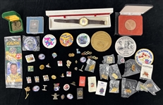 1970s-90s NFL, Olympic & more Pinback Buttons (Bud Lea Collection)(Lot of 50+) 