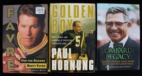 1997-2009 Favre, Hornung, Robinson Green Bay Packers Signed Books (Bud Lea Collection)(Lot of 3) *JSA* 
