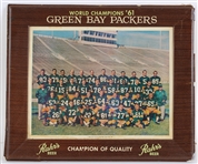 1961 Green Bay Packers 15"x18" Rahrs Beer Team Photo Plastic Store Display
