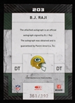 2009 BJ Raji Green Bay Packers Signed Rookie Class Threads Card 361/392 