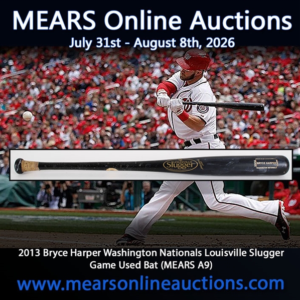 2013 Bryce Harper Washington Nationals Louisville Slugger Game Used Bat (MEARS A9)