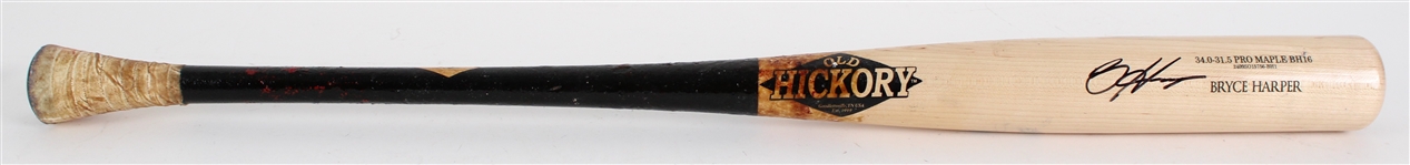 2025 Bryce Harper Philadelphia Phillies Signed Old Hickory Game Used Bat (JSA) MEARS A9