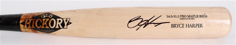2025 Bryce Harper Philadelphia Phillies Signed Old Hickory Game Used Bat (JSA) MEARS A9