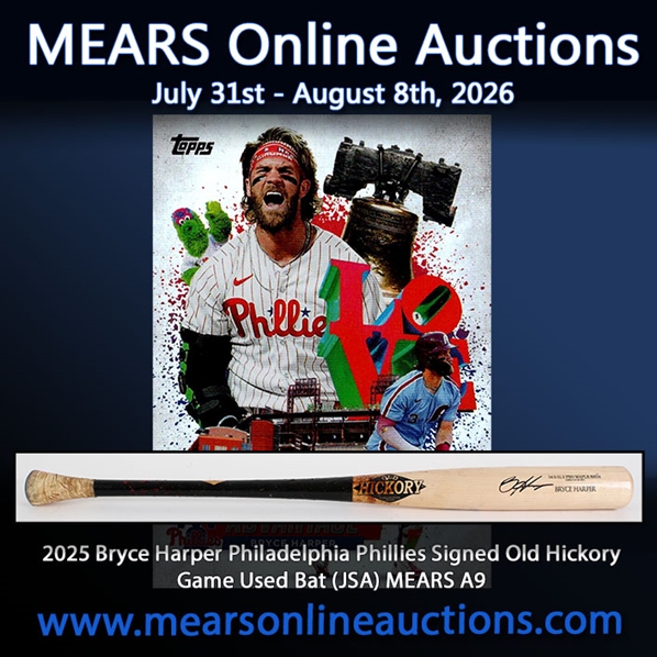 2025 Bryce Harper Philadelphia Phillies Signed Old Hickory Game Used Bat (JSA) MEARS A9