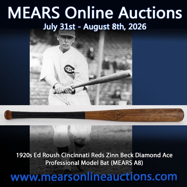 1920s Ed Roush Cincinnati Reds Zinn Beck Diamond Ace Professional Model Bat (MEARS A8)