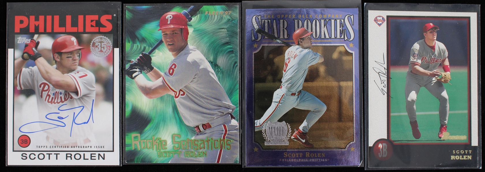 1996-2021 Scott Rolen Philadelphia Phillies Trading Cards w/ Topps Signed(Lot of 4)