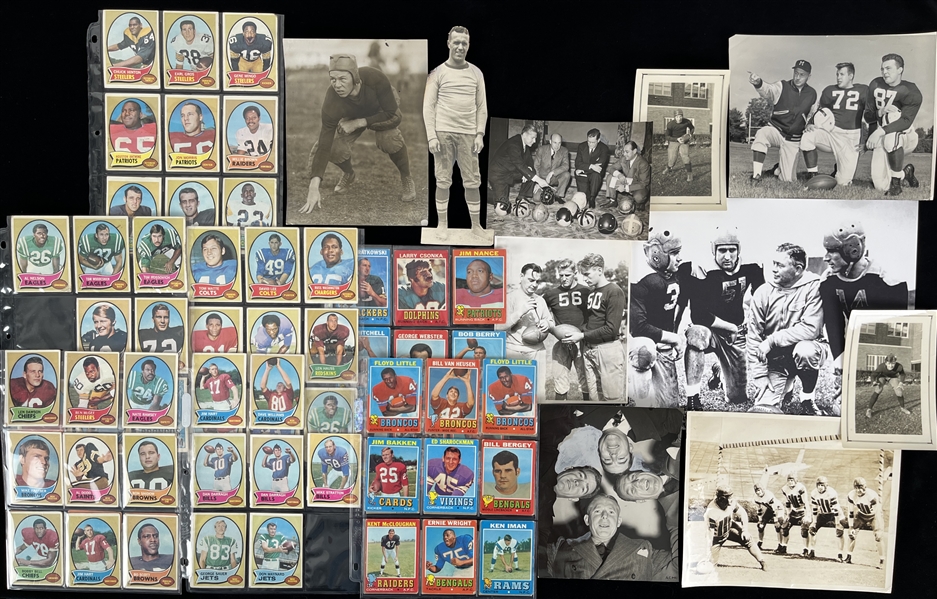 1930s-70s Football Trading Cards w/ 70 Joe Namath & Vintage Photos (Lot of 100+)