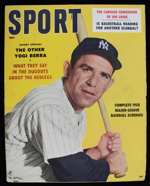1958 Yogi Berra New York Yankees Cover Sport Magazine