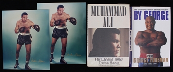 1990s Muhammad Ali, George Foreman Signed Books w/ Archie Moore Signed Photos (Lot of 4)(JSA) 