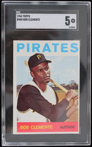1964 Bob Clemente Pittsburgh Pirates #440 Topps Card (SGC Slabbed 5 EX) 