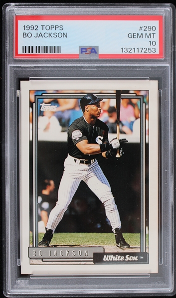 1992 Bo Jackson Chicago White Sox #290 Topps Card (PSA Slabbed GEM MT 10) 