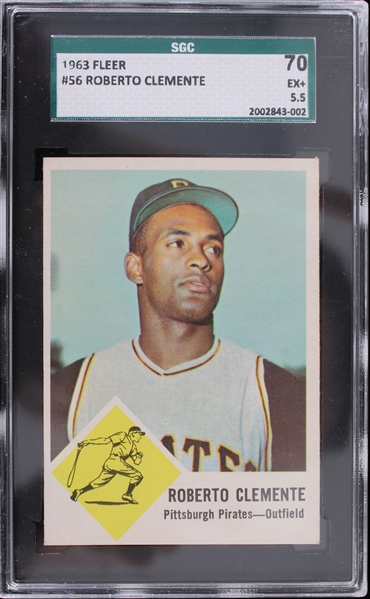 1963 Roberto Clemente Pittsburgh Pirates Fleer Card (SGC Slabbed EX+ 5.5)