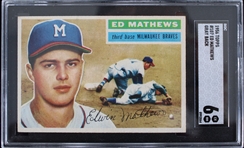 1956 Ed Mathews Milwaukee Braves #107 Topps Card (SGC Slabbed 6 EX NM) 
