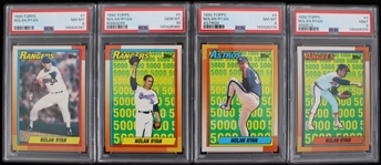 1990 Nolan Ryan Texas Rangers Topps PSA Slabbed Cards (Lot of 4)