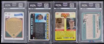 1991-2014 Nolan Ryan Texas Rangers PSA Slabbed Cards w/ 1st Draft (Lot of 4) 