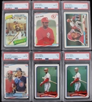 1980-89 Ozzie Smith St Louis Cardinals PSA Slabbed Trading Cards (Lot of 6) 