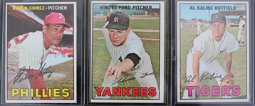 1967 Whitey Ford, Ruben Gomez, Al Kaline Topps Trading Cards (Lot of 3)
