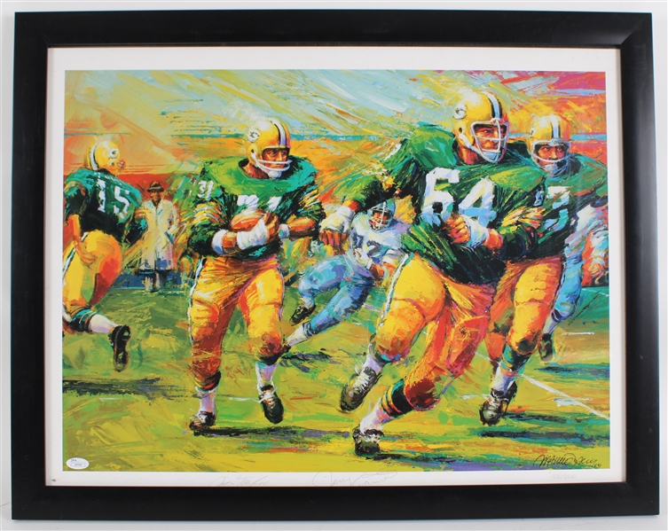 1958-68 Jim Taylor & Jerry Kramer Green Bay Packers Signed 22"x28" Framed Print *JSA* 