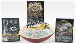1970s-2010s Bart Starr, Jim Taylor Green Bay Packers Multi Signed Football & DVDs (Lot of 4)(JSA)