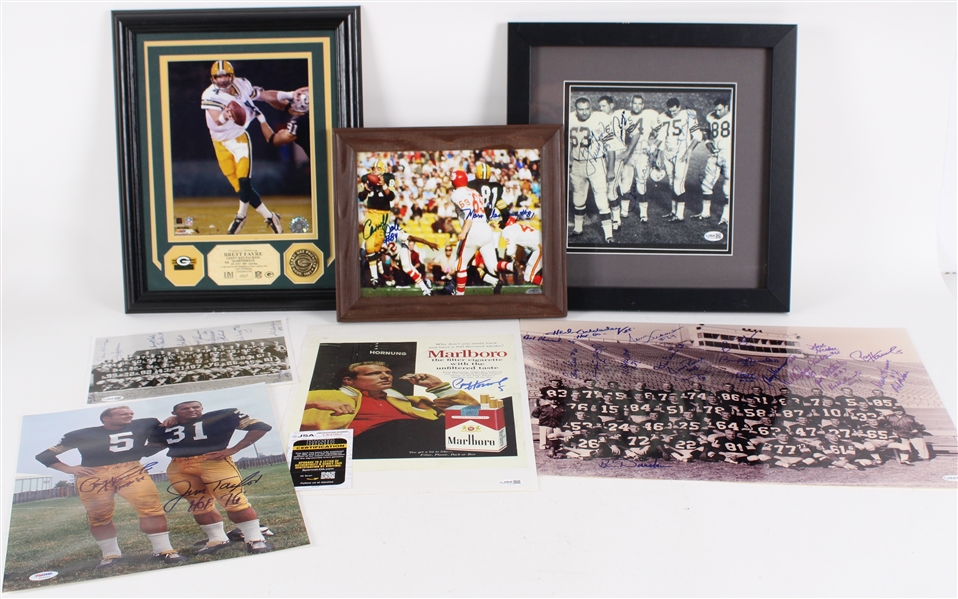 1960s-2000s Paul Hornung, Bob Long Green Bay Packers Multi Signed Framed Photos (Lot of 7)  *JSA* 