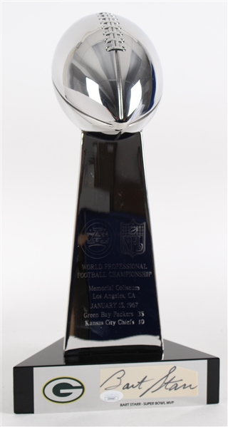 1967 Bart Starr Green Bay Packers Signed 16.5" World Professional Football Championship Trophy *JSA*