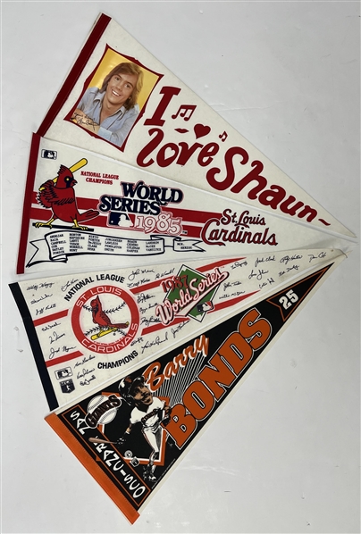 1970s-80s Full Size Pennant Collection w/ Cardinals, Barry Bonds, Shaun Cassidy (Lot of 200+)