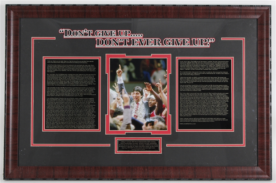 1946-93 James Valvano "Jimmy V" College Basketball Coach Inspirational Framed Pieces (Lot of 3) 
