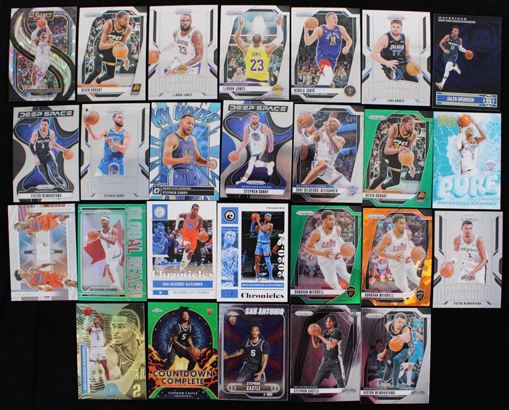 2021-25 NBA Trading Cards w/ Stephen Curry, Victor Wembanyama & more (Lot of 26)