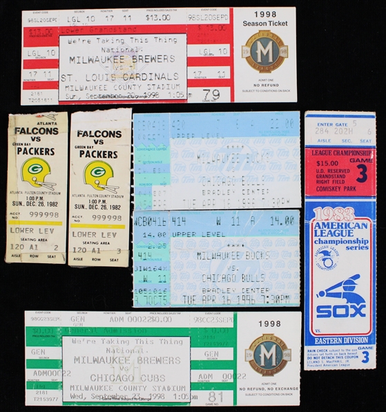 1980s-90s Ticket Collection w/ Mark McGwires 65th HR, Sammy Sosa HR Chase & more (Lot of 7)