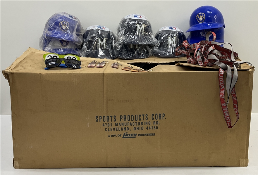 1990s Milwaukee Brewers Snickers Souvenir Batting Helmets, Robin Yount Posters Sealed Box & more (Lot of 300+)