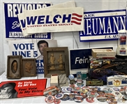 1980s-90s Political Lawn Signs, Pinback Buttons, Americana & more (Lot of 80+)