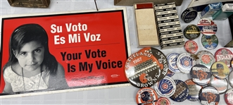 1980s-90s Political Lawn Signs, Pinback Buttons, Americana & more (Lot of 80+)