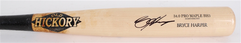 2024 Bryce Harper Philadelphia Phillies Signed Old Hickory Professional Model Game Used Bat (JSA) MEARS A9