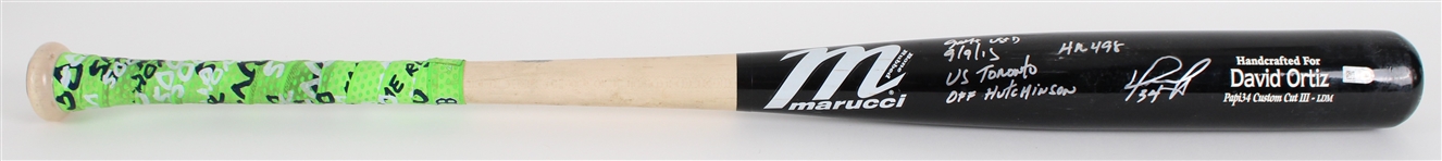 2015 David Ortiz Boston Red Sox Signed Marucci Career HR #498 Professional Model Bat (PSA/DNA GU 10)