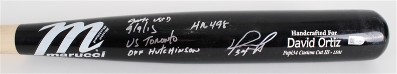 2015 David Ortiz Boston Red Sox Signed Marucci Career HR #498 Professional Model Bat (PSA/DNA GU 10)