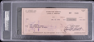 1978 Charlton Heston Planet of the Apes Signed Check (PSA/DNA Slabbed) 