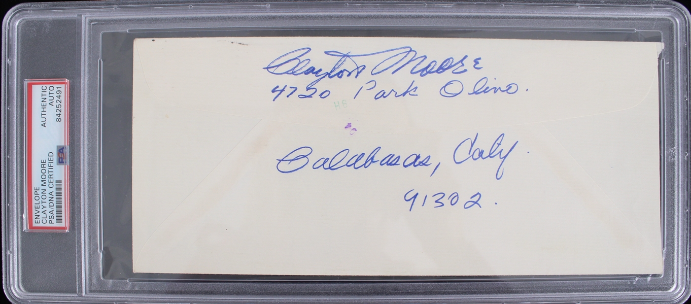 1979 Clayton Moore The Lone Ranger Signed Envelope (PSA/DNA Slabbed)