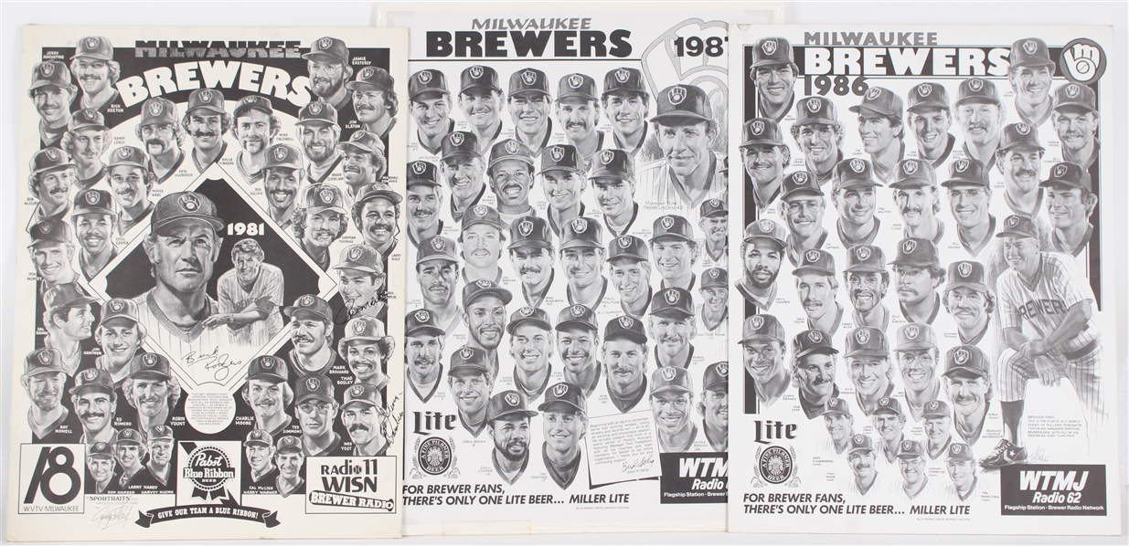 1980s Milwaukee Brewers 18"x23" Team Posters (Lot of 3) 